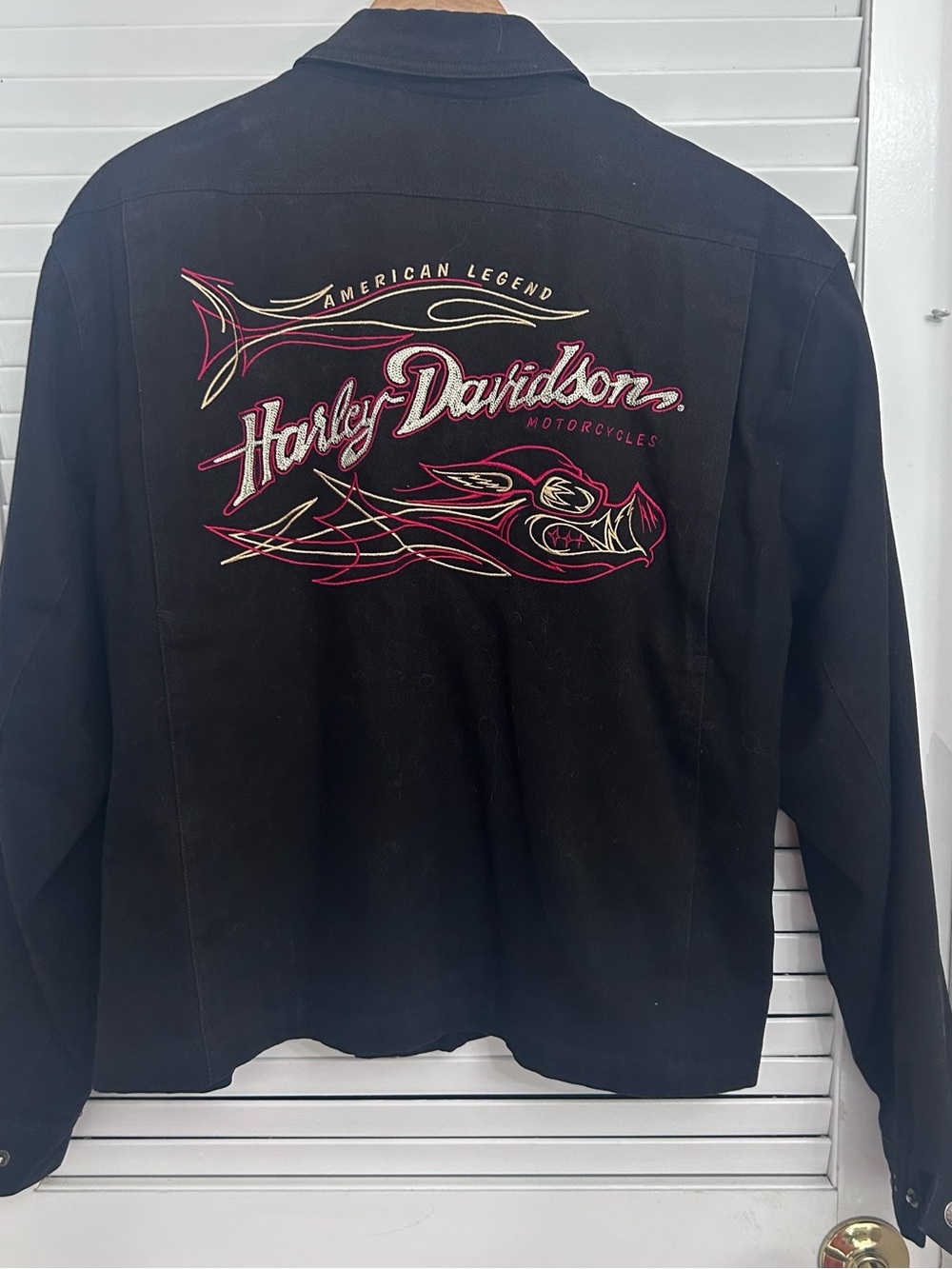 🖤MAKE OFFER🖤 VTG Harley Davidson Black Jacket American Legend Embroidered Hog LG - Picture 5 of 9